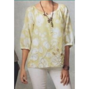 Cabi Songwriter Tunic Top #362 Yellow & White Size M